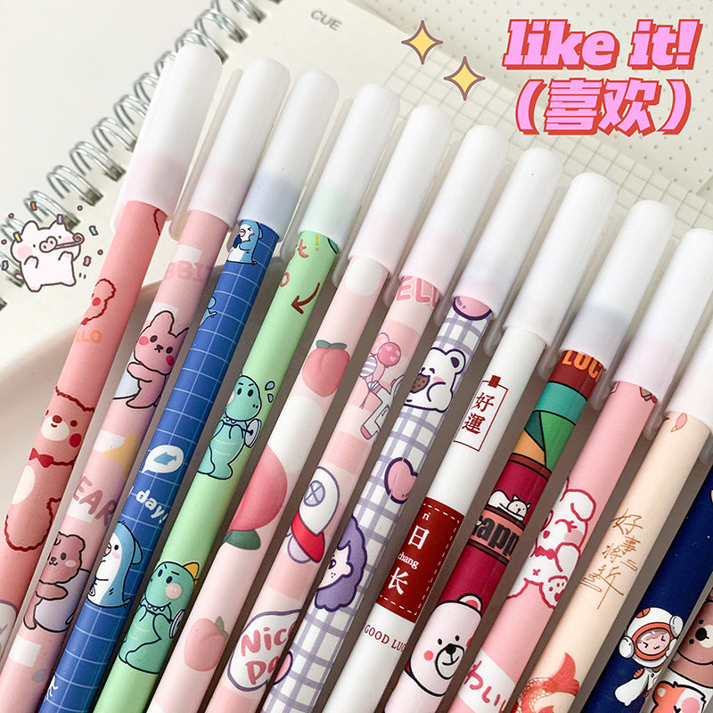 MOKA魔卡可爱卡通中性笔创意韩版高颜值拔帽笔办公学生签字笔MOKA Magic Card Cute Cartoon Gel Pen: Creative, Stylish, Cap-Off Design—Perfect for Office and School Use, Ideal for Signing