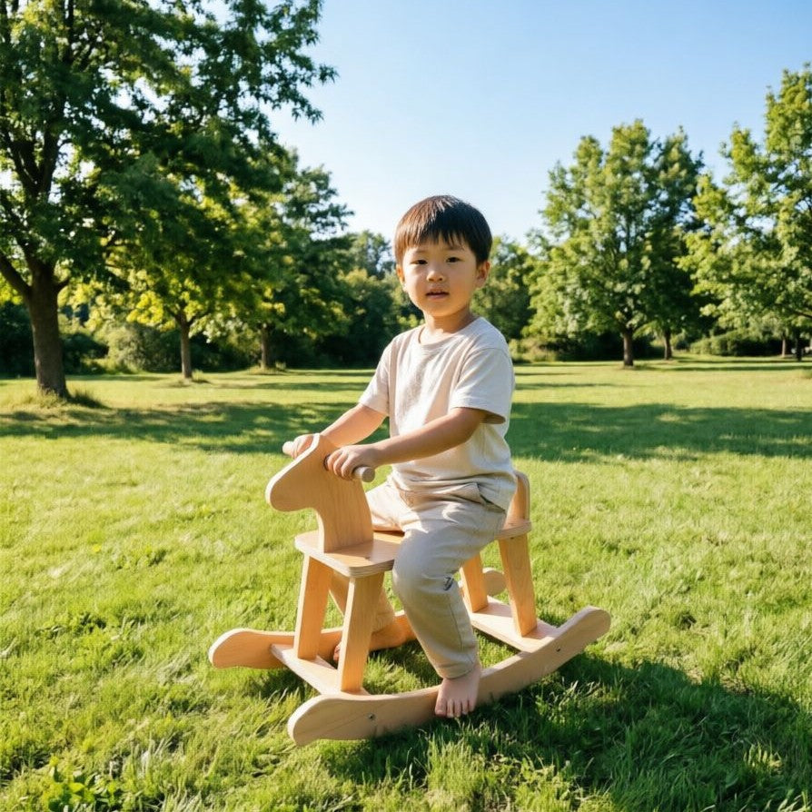 实木摇摇马木马儿童男童女童前后摇防倾倒摇摇马环保杨木Solid Wood Rocking Horse for Children (Boys and Girls) – Forwards and Backwards Rocking, Anti-tip Design, Eco-friendly Poplar Wood