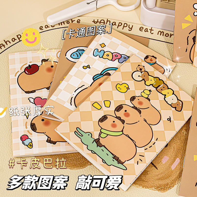卡皮巴拉骑马订随身笔记本可爱便携小本子小学生奖品小礼物 Capybara Saddle-Stitched Notebook—Cute and Portable Little Notebook, Prize or Small Gift for Elementary School Students