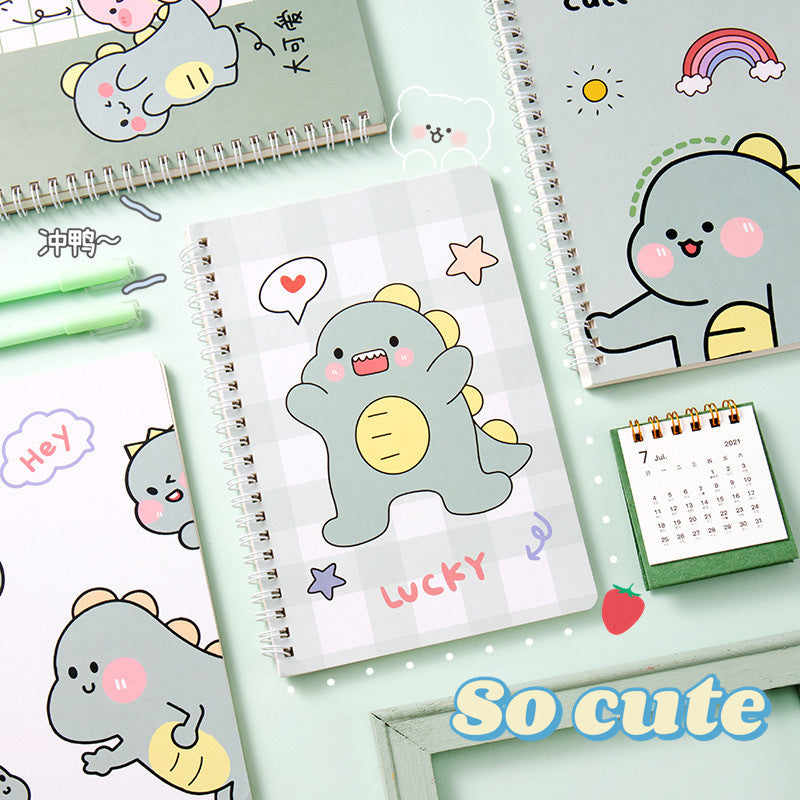 学生日记本A5记事本创意韩版侧翻线圈笔记本卡通线圈本手帐本Student Diary A5 Notebook Creative Korean-Style Side-Flip Spiral Notebook Cartoon Spiral Notebook Planner