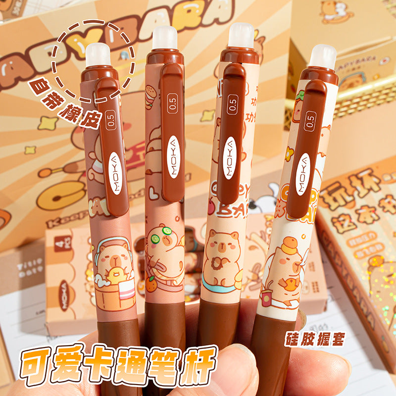 卡通可爱可擦笔中性笔小学生考试蓝笔速干刷题笔软握蓝色水笔Cute Cartoon-Style Erasable Gel Pen for Elementary School Students: Blue Quick-Drying Practice Pen with Soft Grip