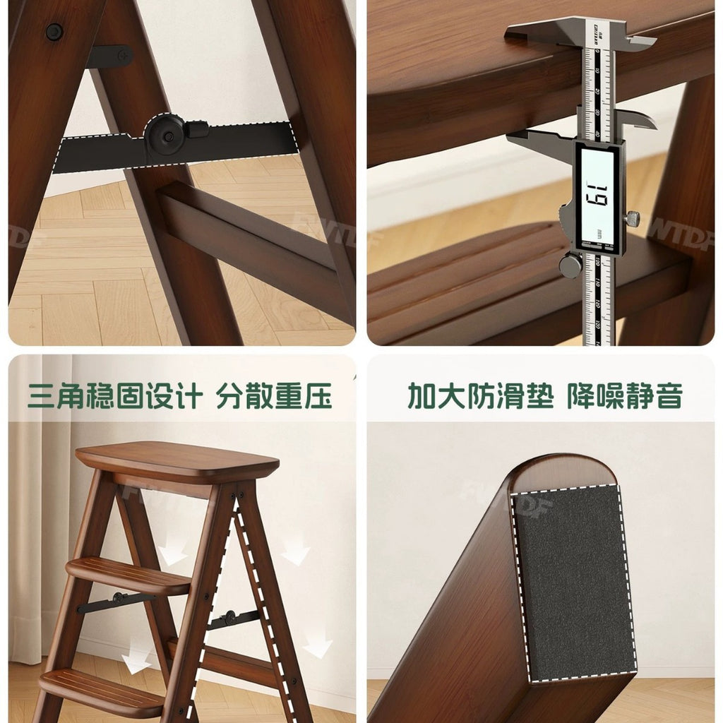 折叠梯凳加厚加粗登高梯凳家用多功能厨房高脚凳小型轻便吧台凳子Folding Step Stool – Reinforced and Sturdy Step Stool for Reaching High Places; Multi-purpose Household Kitchen Stool; Compact and Lightweight Bar Stool