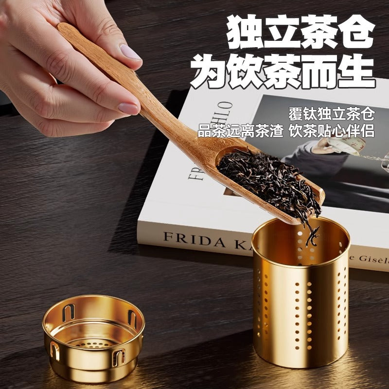 大容量一键开盖保温杯男生运动水杯大容量覆钛杯泡茶杯子Large-Capacity One-Touch Lid Insulated Cup, Men's Sports Water Bottle, Large-Capacity Titanium-Coated Cup, Tea Cup
