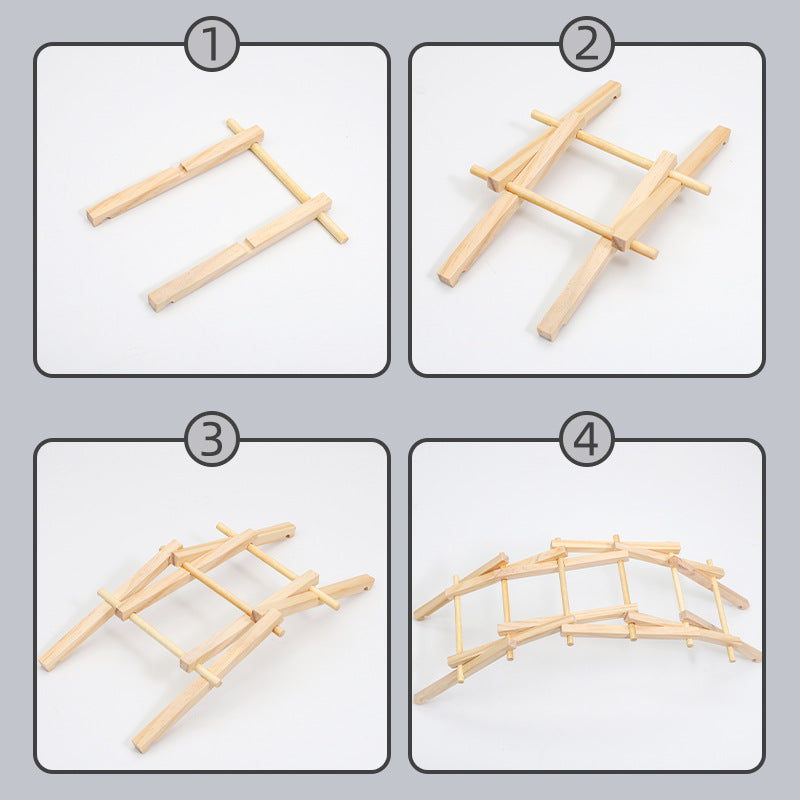 木质倍力桥石拱桥幼儿园学生diy科学小制作 实验拼装模型益智玩具Wooden Lever Bridge, Stone Arch Bridge: DIY Science Projects for Kindergarten Children – Experimental Assembly Models and Educational Toys