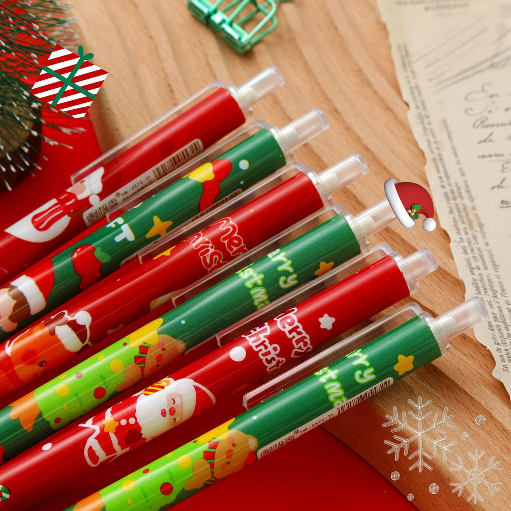 圣诞按动中性笔学生黑笔圣诞节刷题笔礼品儿童礼物文具Christmas Push-Button Ballpoint Pen for Students, Black Ink, Christmas Practice Pen, Gift for Kids, Stationery