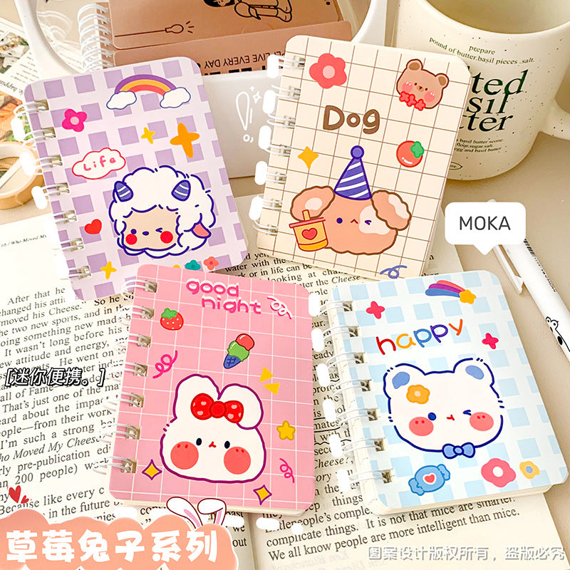 可爱卡通高颜值A7侧翻线圈本学生小本子迷你笔记本便携办公记事本 Cute, Cartoon-Style, High-Quality A7 Side-Folding Spiral Notebook—Student Notebook, Mini Notebook, Portable Office Notepad