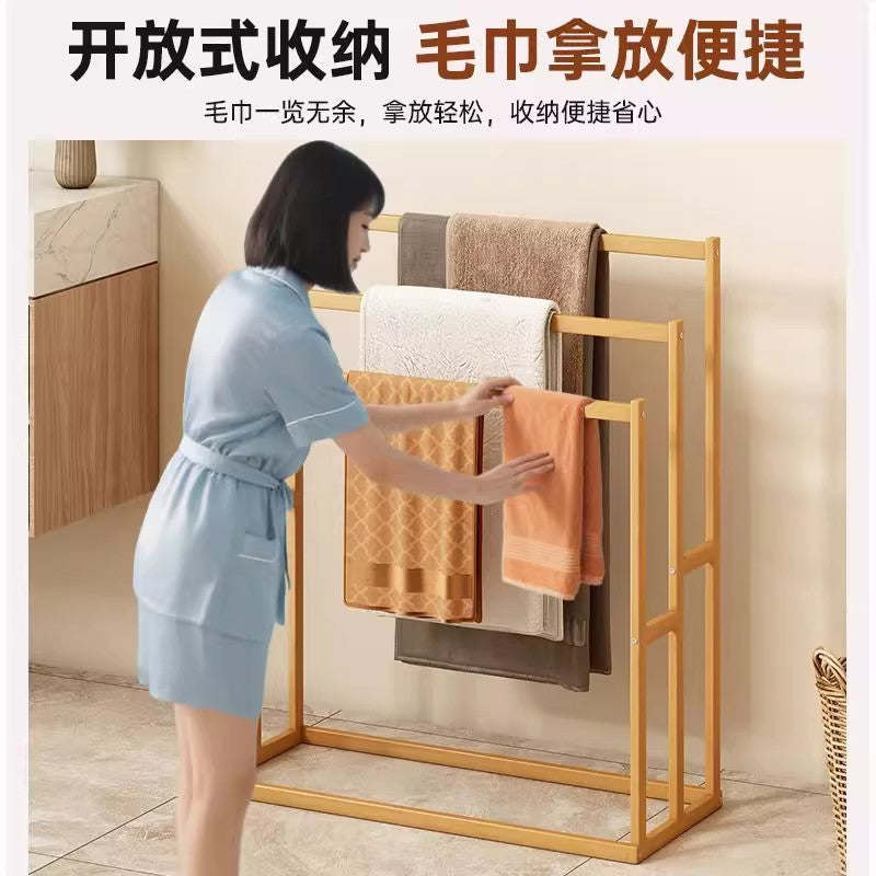 挂衣架床边可折叠收纳衣帽架家用浴室置物毛巾架客厅楠竹落地衣架Foldable coat rack for beside the bed, home bathroom storage and towel rack, living room nanmu bamboo floor-standing coat rack