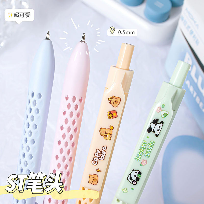 卡皮巴拉卡通呼吸笔按动笔速干顺滑创意不沾手中性笔学生蜂窝笔杆Capybara Cartoon Breathing Pen: Push-Button, Quick-Drying, Smooth Writing, Creative, Non-Sticky, Neutral-Ink, Student-Friendly, Honeycomb Barrel