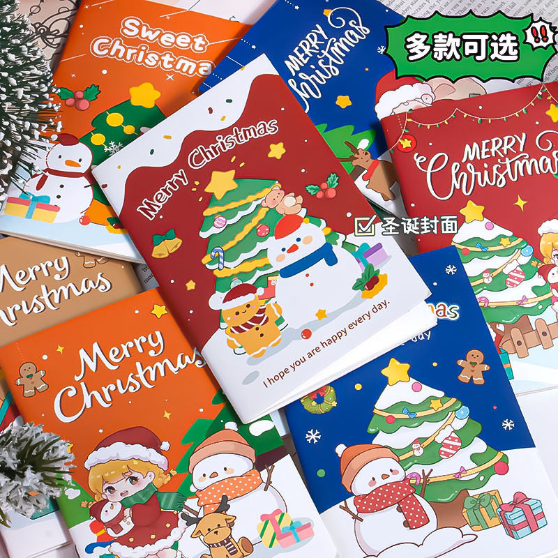 圣诞骑马钉横线本小本子学生可爱文具圣诞节创意记事本笔记本Christmas Horse-Themed Stitched Notebook: Cute Student Stationery, Creative Christmas Notepad