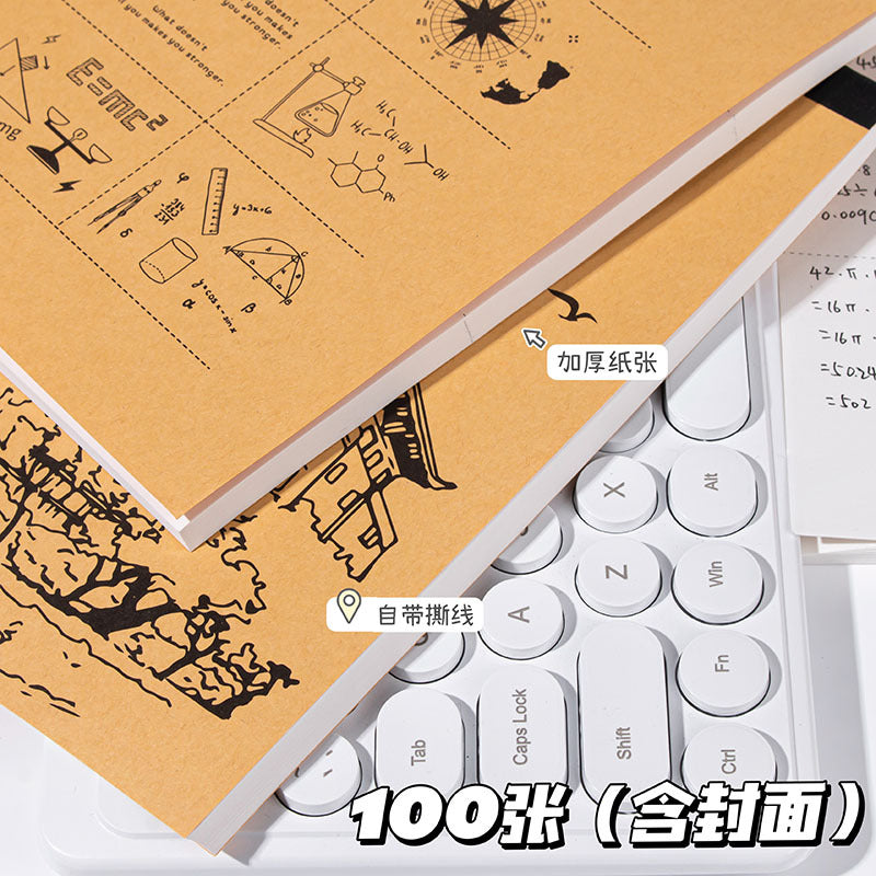 自带撕线100张草稿纸学生草稿本空白学习演算纸大本子Large Student Scratch Pad with 100 Sheets of Blank Draft Paper, Pre-perforated for Easy Tearing—Perfect for Studying and Math Problems