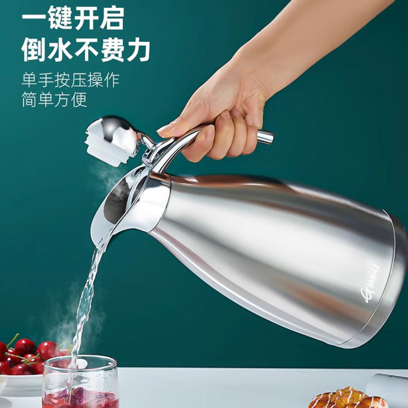欧式2升商用不锈钢保温壶 家用热水瓶大容量保温瓶暖水壶开水瓶2-Liter Stainless Steel Thermos, Large-Capacity Household Thermos, Insulated Water Bottle, Hot Water Bottle
