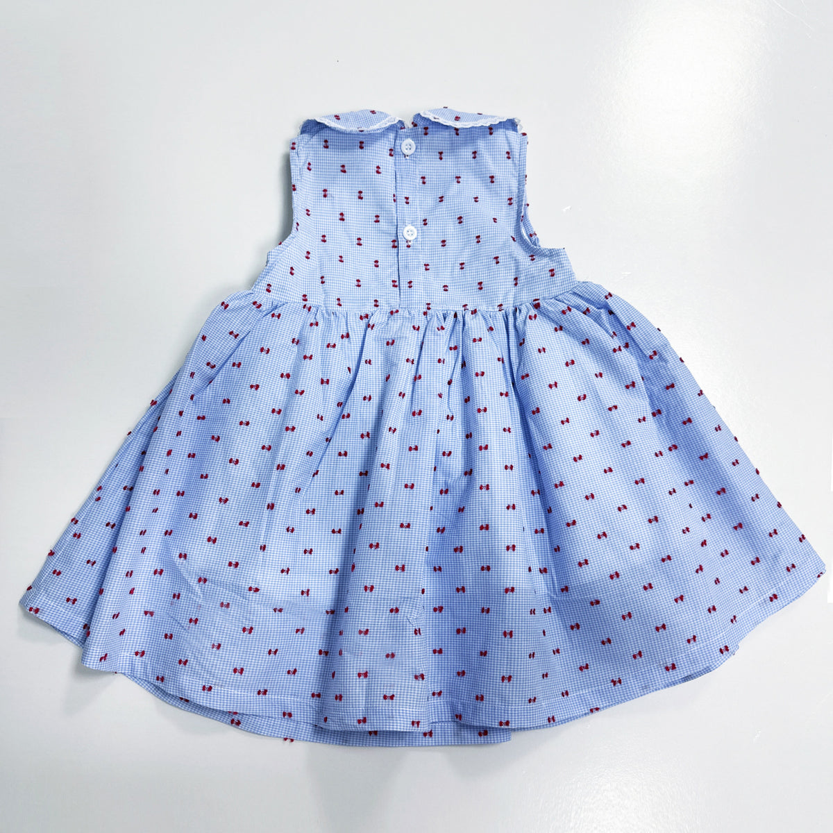 森系女童格子打揽时尚连衣裙夏季无袖棉布植绒公主裙 Forest-Style Girls' Checkered Wrap-Style Fashion Dress: Summer Sleeveless Cotton Flocked Princess Dress