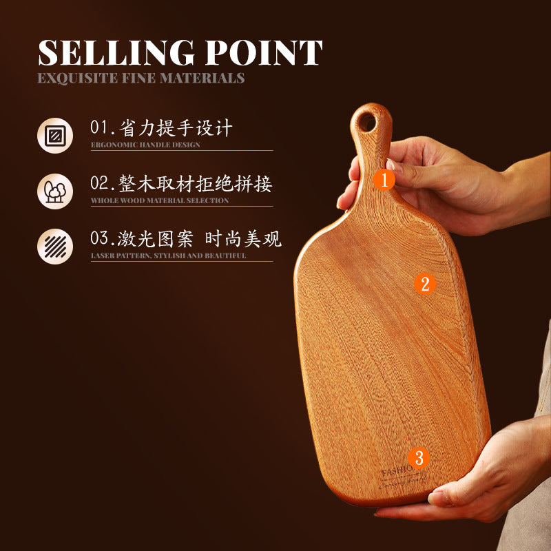 家逸创意料理板KAYI Cutting Board Ebony Chopping Board Serving Board with Handle Portable Board Solid Wood