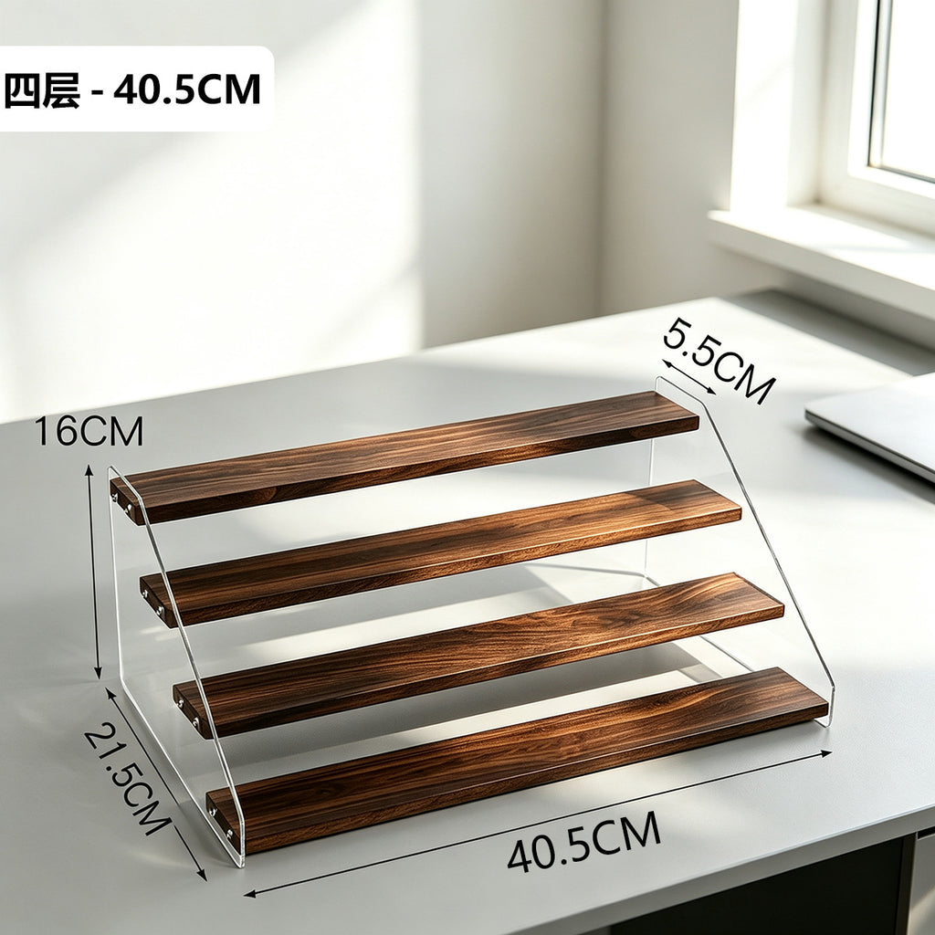 阶梯展示架多层桌面亚克力透明简约置物架手办玩具绿植摆件陈列架Stepped display stand – multi-tiered tabletop acrylic transparent minimalist shelving unit for figurines, toys, houseplants and decorative items
