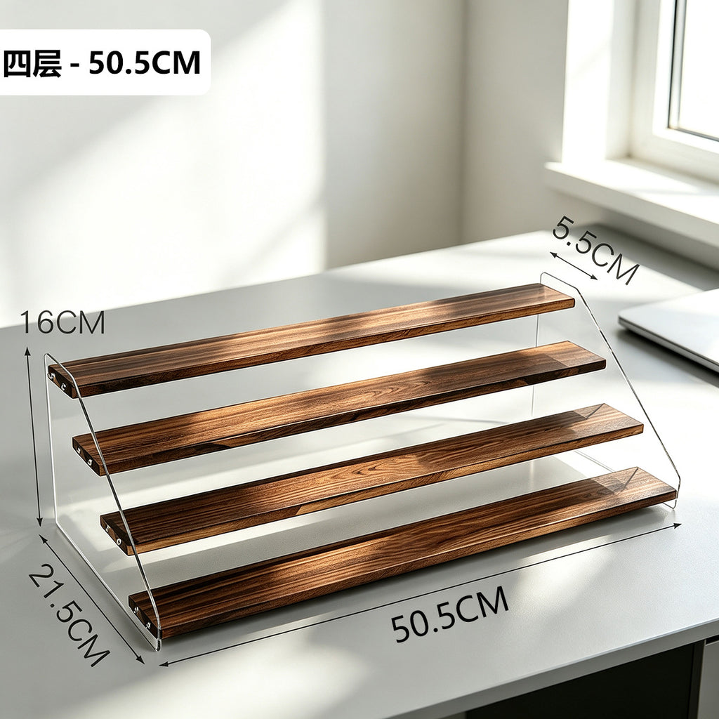 阶梯展示架多层桌面亚克力透明简约置物架手办玩具绿植摆件陈列架Stepped display stand – multi-tiered tabletop acrylic transparent minimalist shelving unit for figurines, toys, houseplants and decorative items