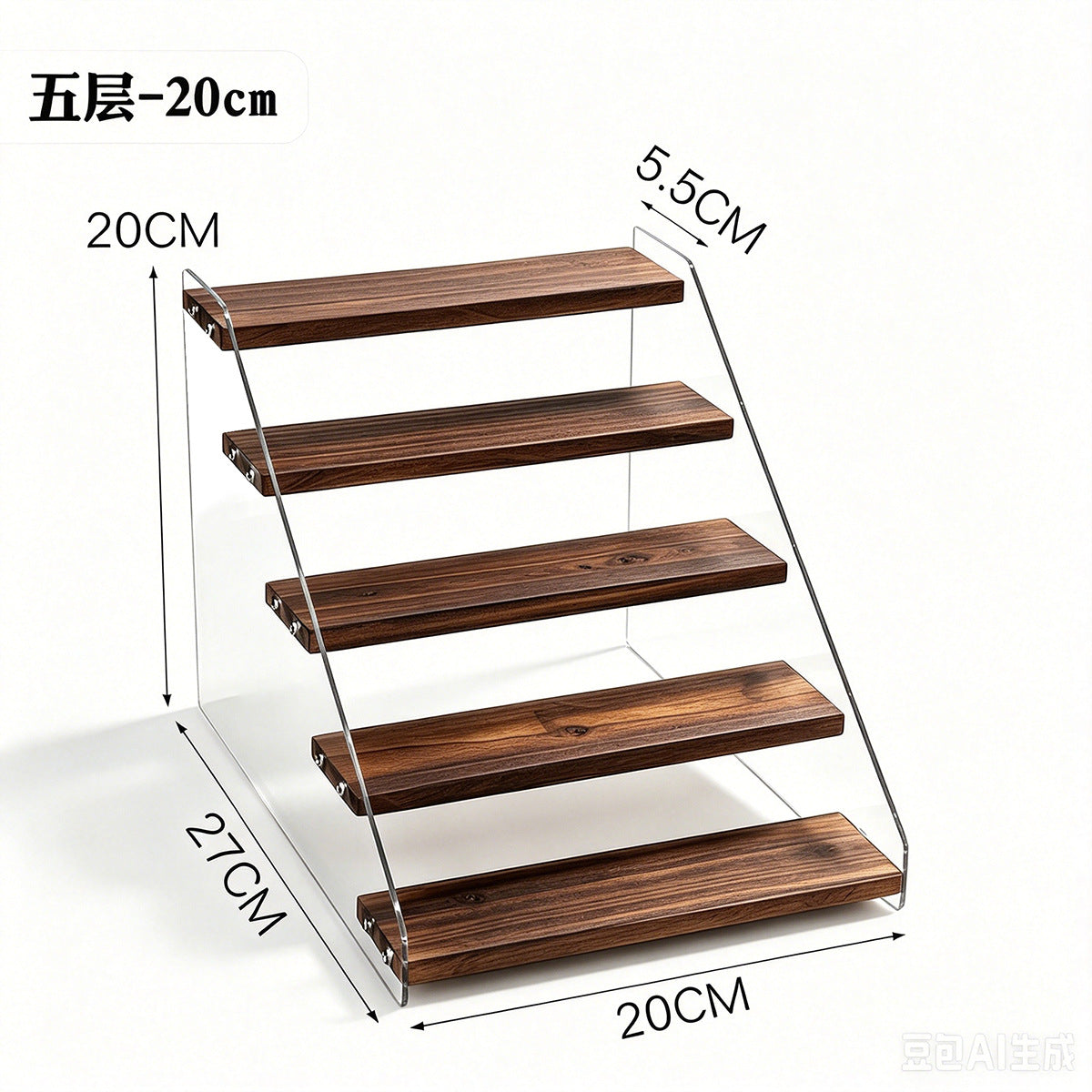 亚克力透明阶梯展示架盲盒手办公仔化妆品多层可视物架桌面置物架Transparent acrylic tiered display stand for blind boxes, collectable figurines and cosmetics – multi-tiered open-fronted display unit and desk organiser