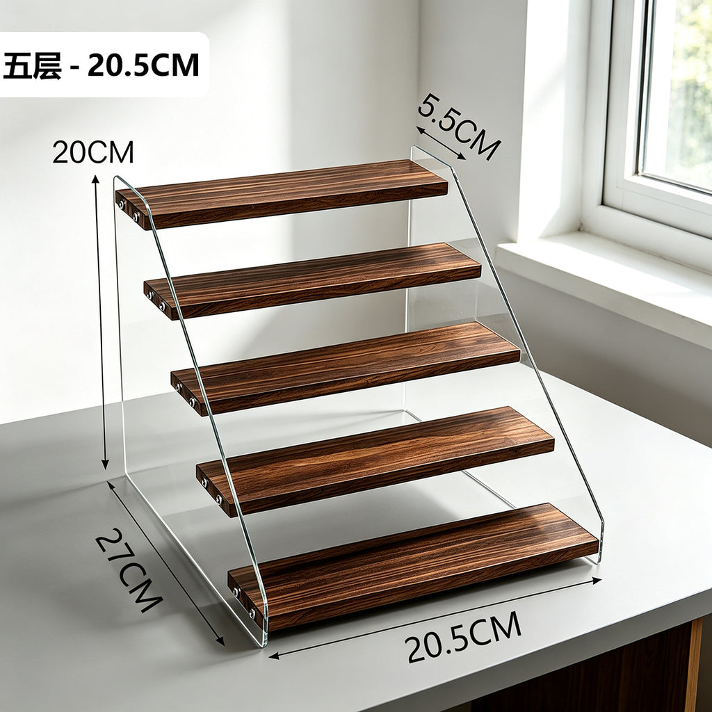 阶梯展示架多层桌面亚克力透明简约置物架手办玩具绿植摆件陈列架Stepped display stand – multi-tiered tabletop acrylic transparent minimalist shelving unit for figurines, toys, houseplants and decorative items