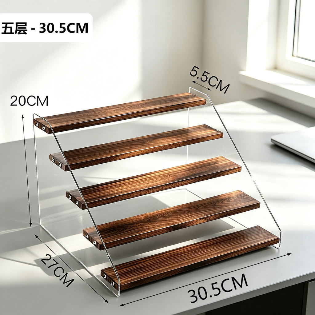阶梯展示架多层桌面亚克力透明简约置物架手办玩具绿植摆件陈列架Stepped display stand – multi-tiered tabletop acrylic transparent minimalist shelving unit for figurines, toys, houseplants and decorative items