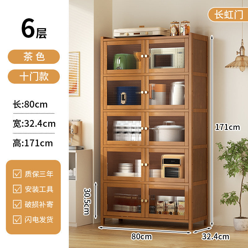 餐边柜靠墙一体储物柜中古风多功能茶水柜客厅Wall-mounted sideboard with integrated storage unit – vintage-style multifunctional tea cabinet for the living room