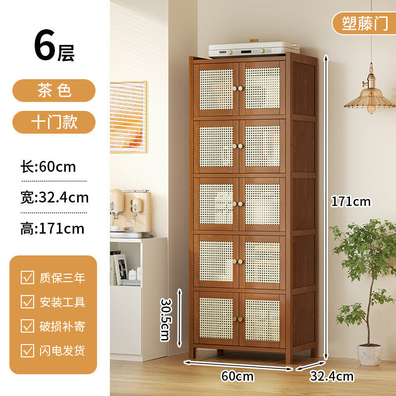 餐边柜靠墙一体储物柜中古风多功能茶水柜客厅Wall-mounted sideboard with integrated storage unit – vintage-style multifunctional tea cabinet for the living room