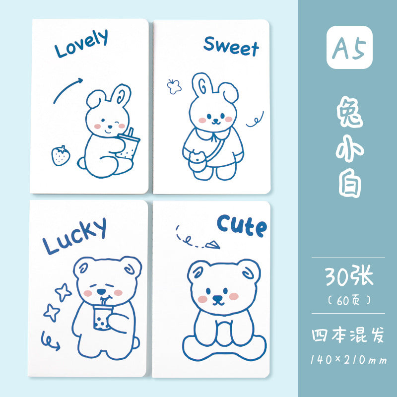 记事本可爱卡通学生用品作文本创意图案A5车线本子笔记本Notebooks: Cute Cartoon Student Supplies, Creative Design A5 Stitched Notebooks