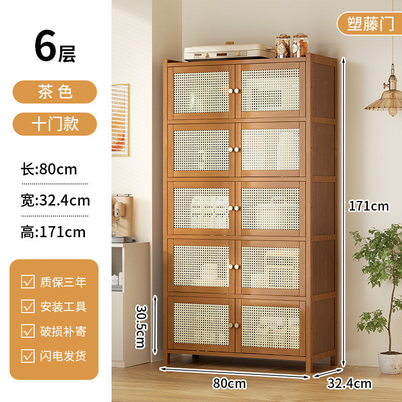餐边柜靠墙一体储物柜中古风多功能茶水柜客厅Wall-mounted sideboard with integrated storage unit – vintage-style multifunctional tea cabinet for the living room