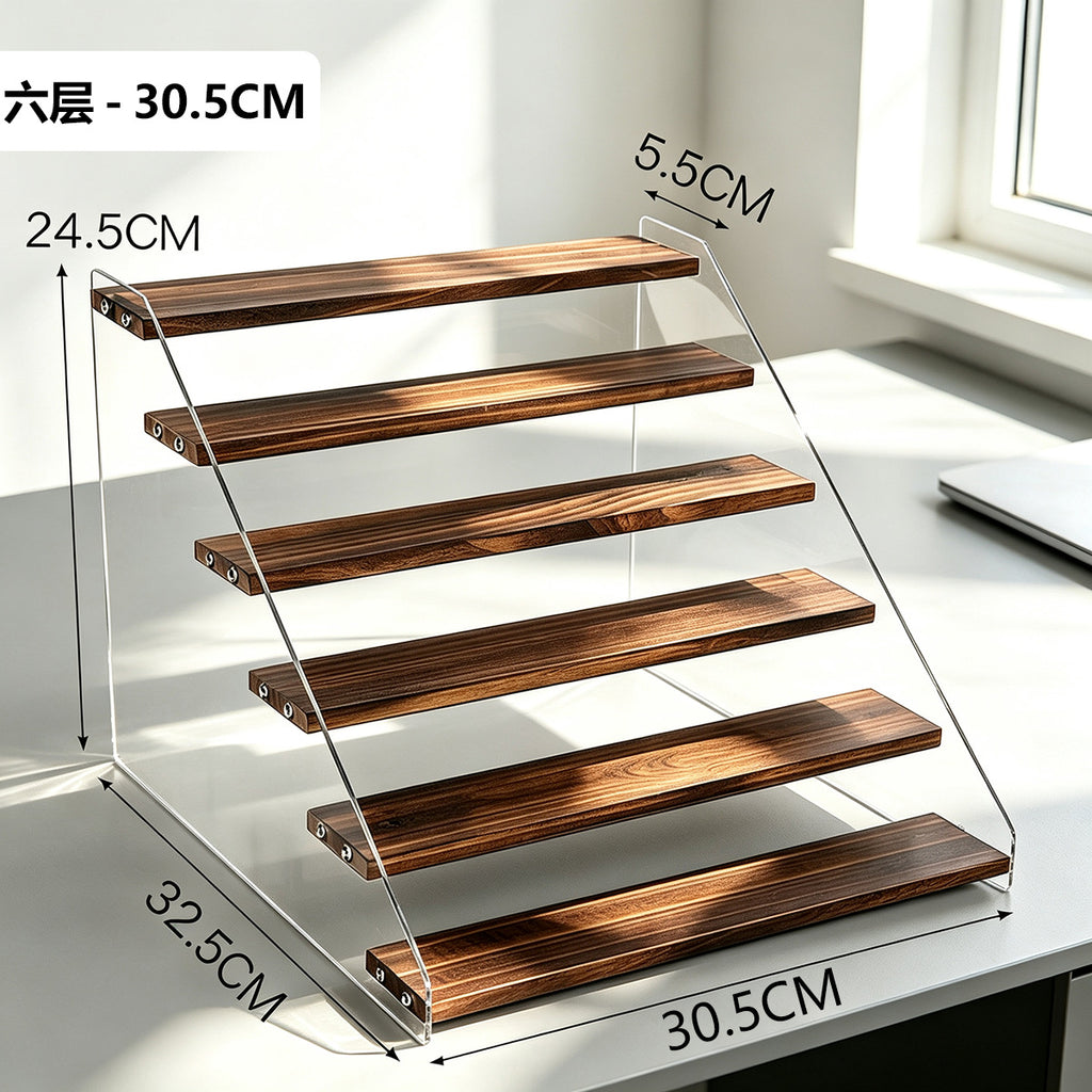阶梯展示架多层桌面亚克力透明简约置物架手办玩具绿植摆件陈列架Stepped display stand – multi-tiered tabletop acrylic transparent minimalist shelving unit for figurines, toys, houseplants and decorative items