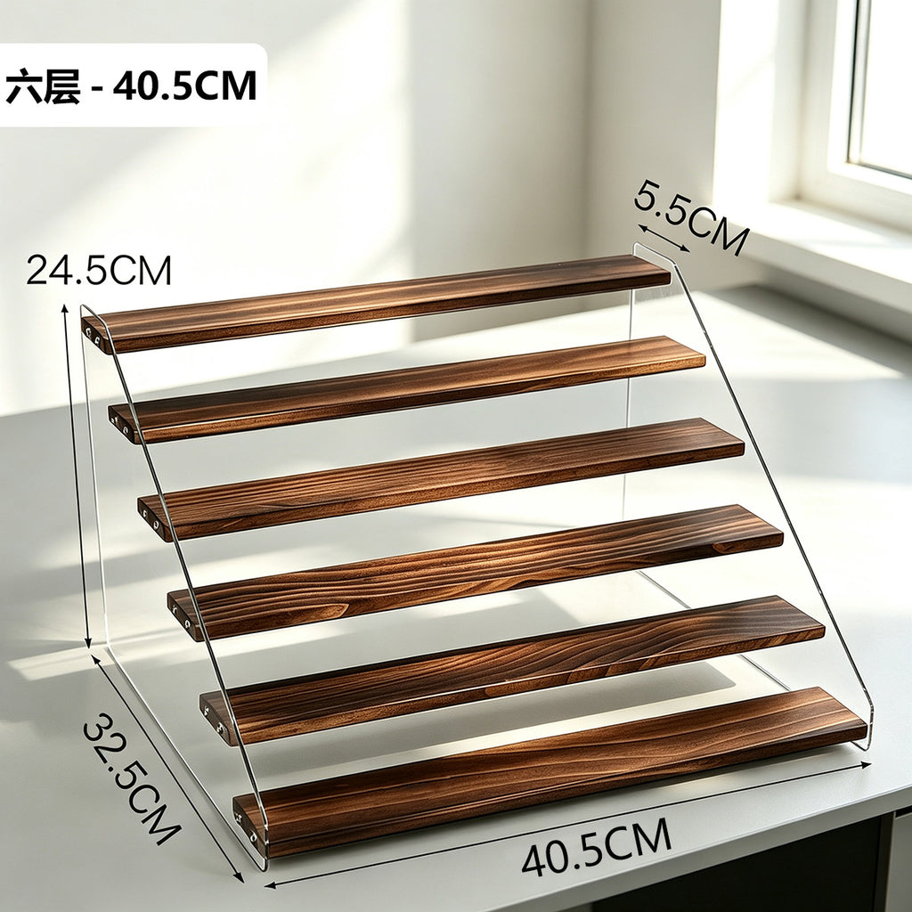阶梯展示架多层桌面亚克力透明简约置物架手办玩具绿植摆件陈列架Stepped display stand – multi-tiered tabletop acrylic transparent minimalist shelving unit for figurines, toys, houseplants and decorative items