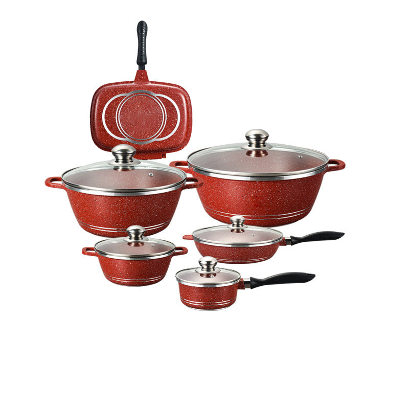 麦饭石不沾铝锅汤锅煎锅家用厨房用具家用锅Maifan Stone Non-Stick Aluminium Saucepan, Soup Pot and Frying Pan – Household Kitchenware, Home Cookware