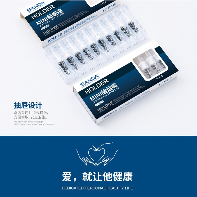 一次性烟嘴过滤器男士双重细支香烟过滤嘴正品小盒10支Disposable Cigarette Filters – Men’s Double-Filtered Slim Cigarettes, Genuine, Small Pack of 10