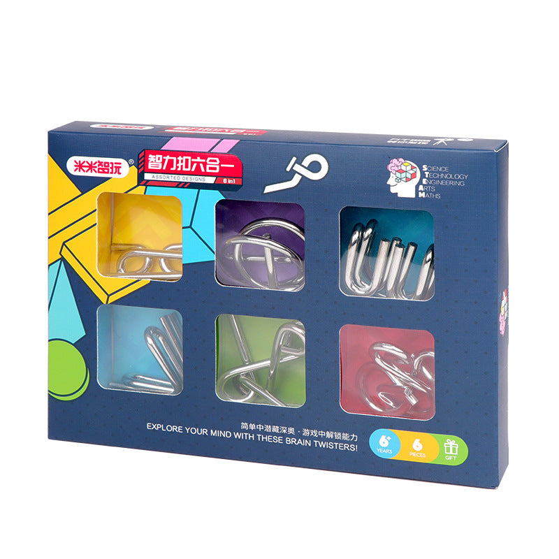 厂家直销米米智玩解环解扣成人益智玩具智力扣六款装Manufacturer Direct: Mimi Smart Play Unravelling and Untangling Adult Puzzle Set – 6-Piece Set