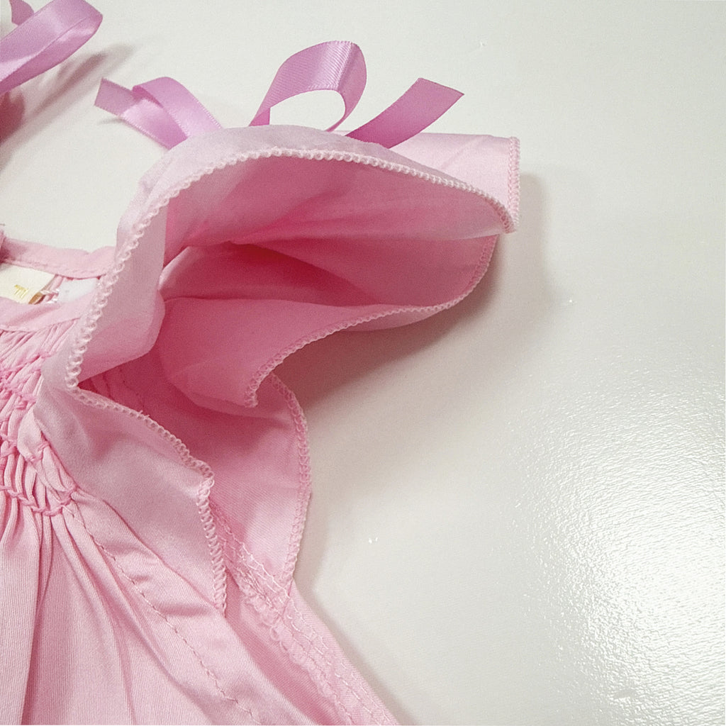 夏季女童飞袖手工打揽套装重工刺绣女宝宝花苞裤套装 Girls' Flare-Sleeve Hand-Knitted Set with Intricate Embroidery: Baby Girl's Flower Bud Pants Set