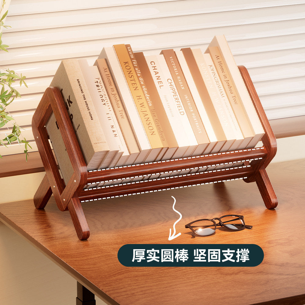 实木桌面书架置物架简易桌上立架阅读架多层儿童移动收纳落地书柜Solid Wood Tabletop Bookshelf, Storage Rack, Simple Desktop Stand, Reading Stand, Multi-tiered Children’s Mobile Storage Floor-standing Bookcase