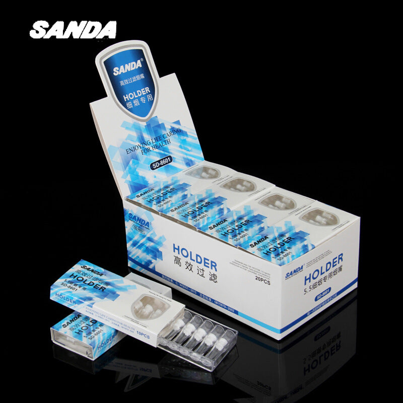 一次性高效过滤烟嘴工厂正品5.5细烟专用一小盒10支装SD-8601Genuine factory-made disposable high-efficiency filter cigarette tips, specifically for 5.5 slim cigarettes, small box of 10, model SD-8601