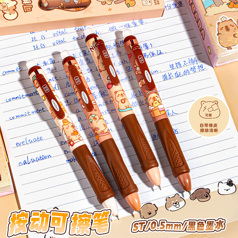 卡通可爱可擦笔中性笔小学生考试蓝笔速干刷题笔软握蓝色水笔Cute Cartoon-Style Erasable Gel Pen for Elementary School Students: Blue Quick-Drying Practice Pen with Soft Grip