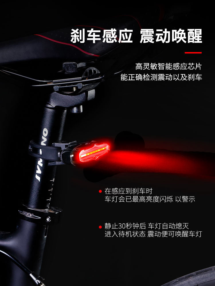 跨境自行车灯智能感应刹车尾灯无线遥控转向灯夜骑防水警示灯Dongteng Cross-Border Bicycle Lights: Smart Sensor Brake Lights, Rear Lights, Wireless Remote-Controlled Indicators, Waterproof Night-Riding Warning Lights