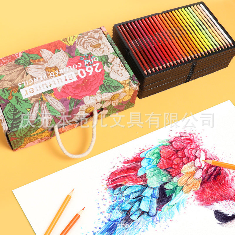 跨境热销  BRUTFUNER 本范儿 520色油性彩铅铅笔礼盒套装260Cross-border bestseller: BRUTFUNER ‘Ben Fan’ 520-colour oil-based coloured pencil gift set, 260