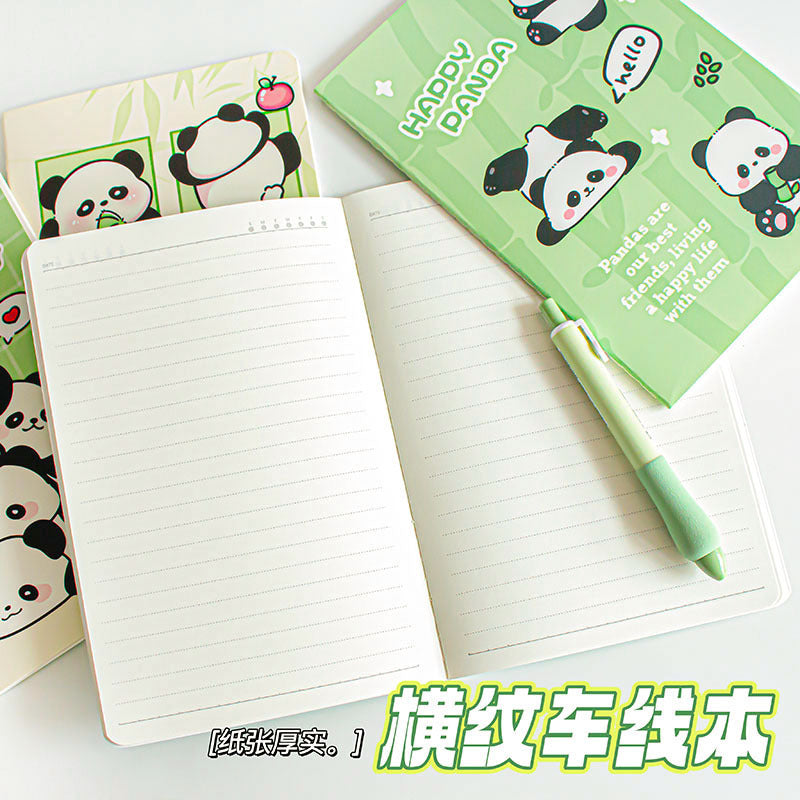 MOKA魔卡卡通熊猫车线本学生学习办公文具用品记事本学生A5笔记本 MOKA MoKa Cartoon Panda-Printed Student and Office Stationery Notebook, A5 Student Notebook