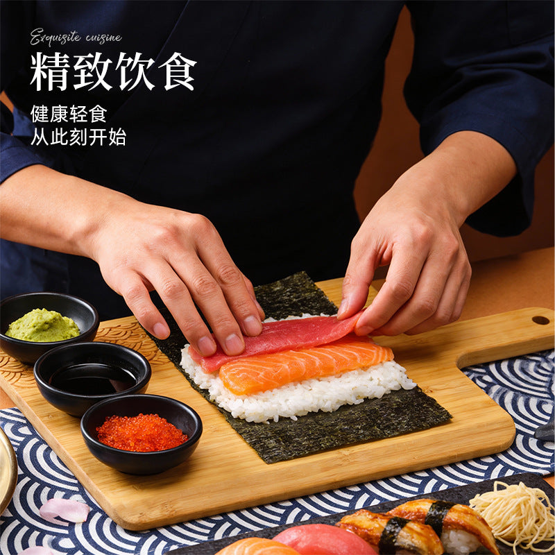 家逸侧浪影日式料理板 KAYI Bamboo Cutting Board With Handle Pizza Tray Steak Board Rectangle Tide Waves Carving
