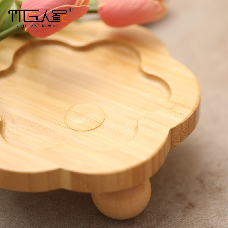 定制花朵竹制宠物猫碗架猫食盆防打翻饭碗狗狗双碗餐盘Customised Floral Bamboo Pet Cat Bowl Stand, Cat Food Bowl, Anti-Tip Bowl, Dog Double Bowl Set