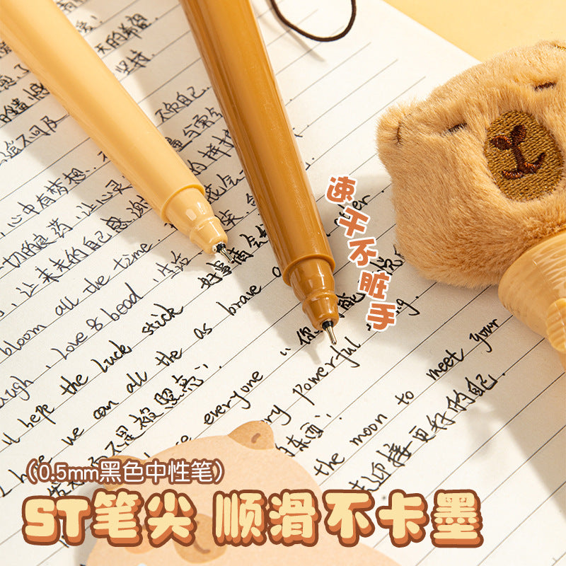 学生中性笔卡皮巴拉弹射笔高颜值卡通刷题笔解压学习文具 Student Ballpoint Pen: Capybara Catapult Pen—Stylish Cartoon-Themed Pen for Practice Problems, Stress-Relief Study Supplies