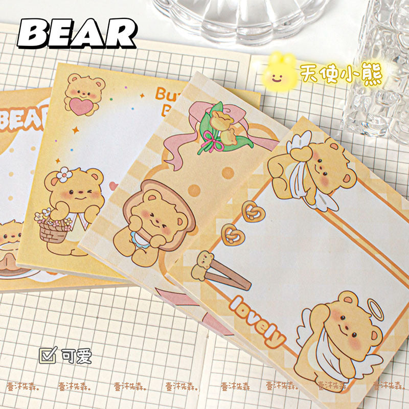MOKA魔卡便利贴ins风高颜值黄油小熊造型便签纸学生索引贴MOKA Magic Card Sticky Notes: Instagram-Style, Eye-Catching, Cute Bear-Shaped Sticky Notes for Students and Indexing