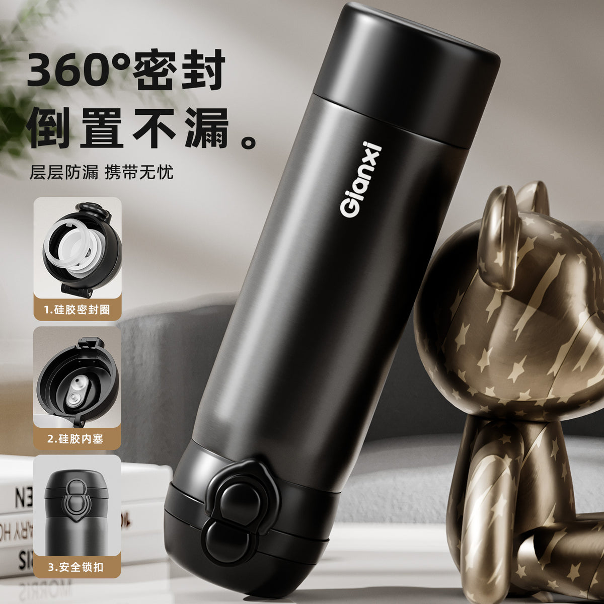 吸管保温水杯316L不锈钢保温杯女高颜值户外便携学生水杯 Insulated Water Bottle with Straw, 316L Stainless Steel, Stylish Outdoor Portable Student Water Bottle for Women