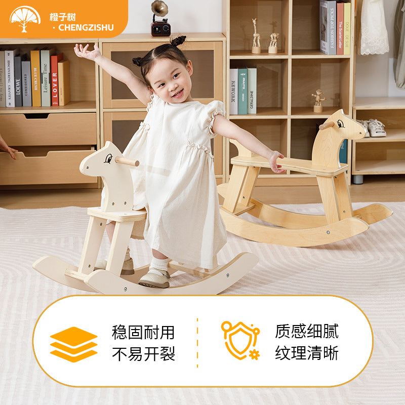 源头工厂小孩木马儿童摇马实木摇摇马宝宝礼物木质玩具Direct from the manufacturer: children’s rocking horses, solid wood rocking horses, baby gifts, wooden toys