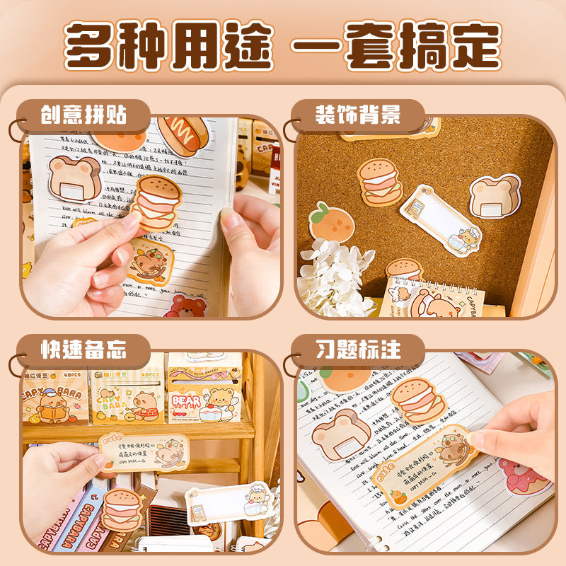卡皮巴拉可爱卡通便利贴熊猫手帐多功能异形便签贴纸可撕便签纸Cute Capybara Cartoon Sticky Notes, Panda Planner, Multifunctional Shaped Sticky Notes, Peel-Off Sticky Notes