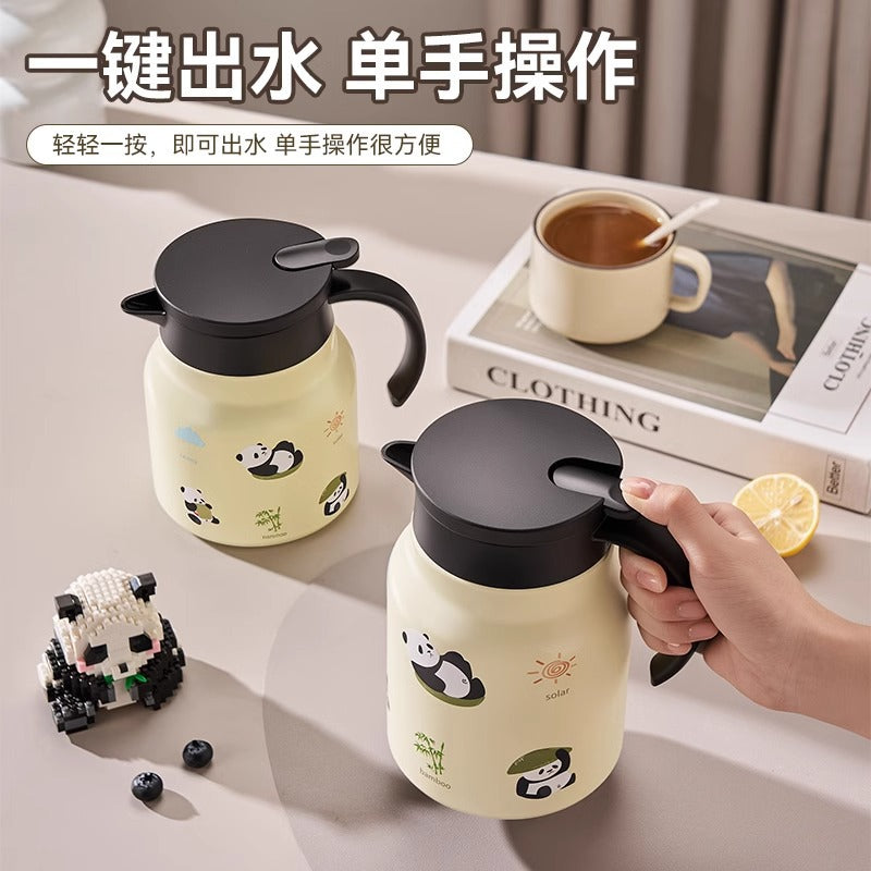 可爱卡通熊猫家用大容量保温泡茶壶 一键按压出水茶水分离焖茶壶Cute Cartoon Panda Large-Capacity Insulated Teapot for Home Use—One-Button Press to Pour, Tea-Water Separation, Steeping Teapot