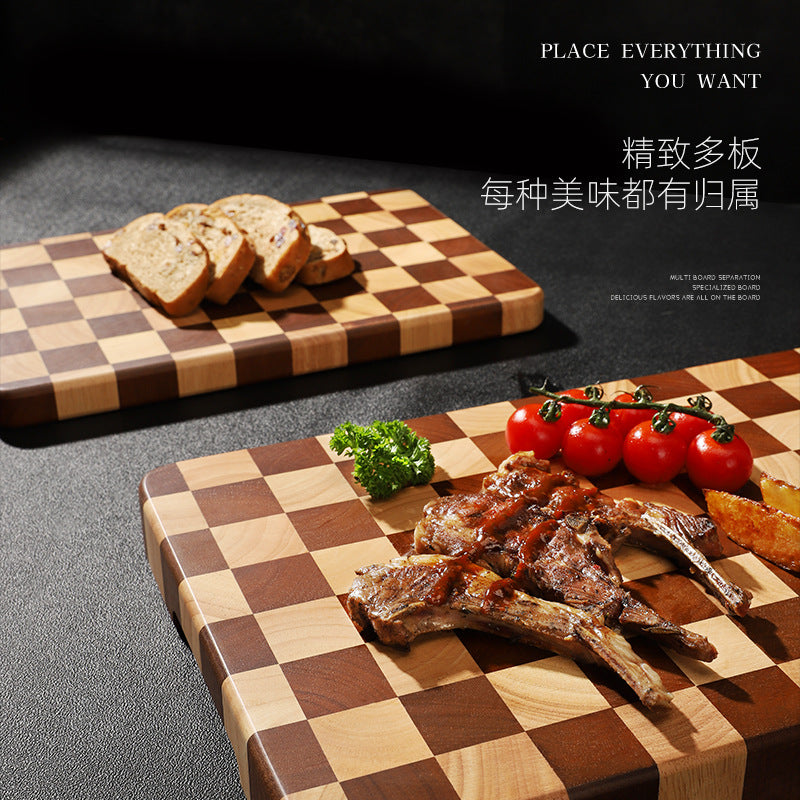 家逸棋盘格料理板（方形）KAYI Cutting Board Oak Chopping Board Serving Board Checkerboard Solid Wood Rectangle