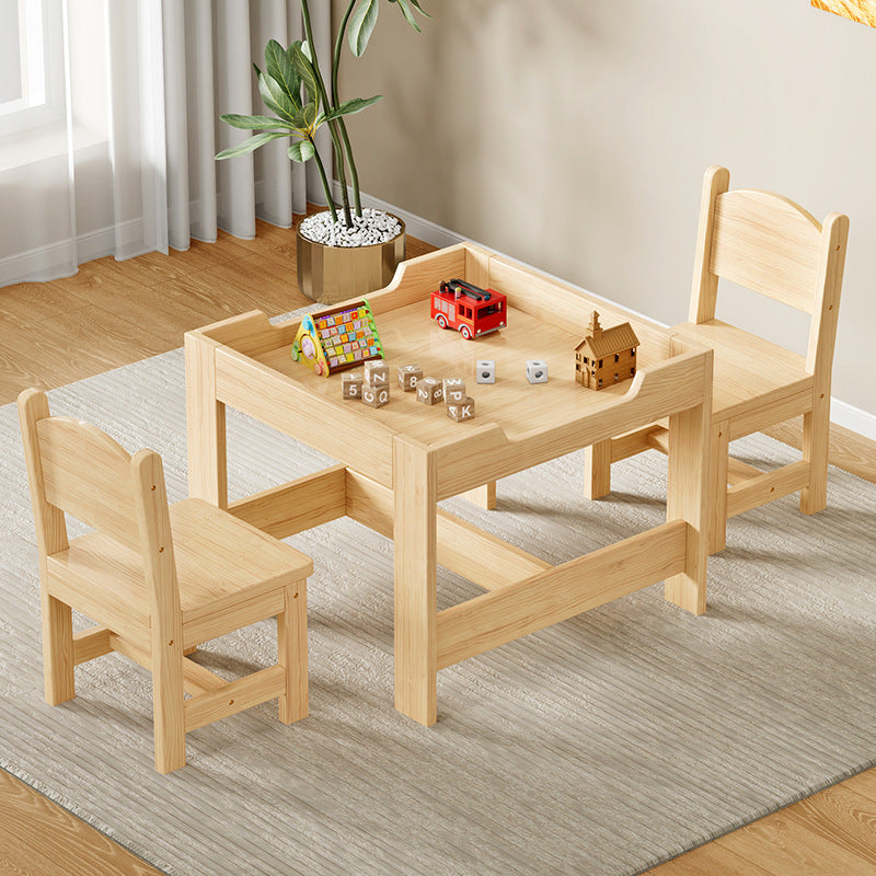 儿童实木桌椅双人餐桌家用收学习桌多功能批量套装批发桌子Children’s Solid Wood Tables and Chairs, Two-Seater Dining Table, Home and Study Desk, Multifunctional Bulk Set, Wholesale Tables