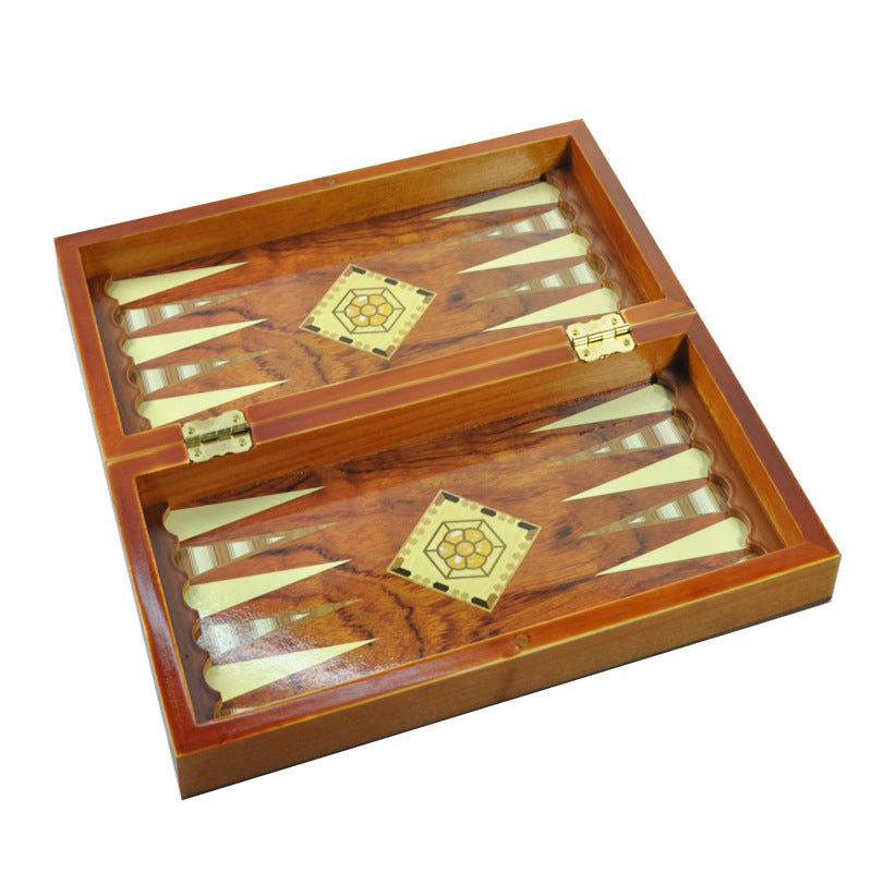 合利金木制双陆棋 品质款镶锲贴皮双陆棋 便携式折叠双陆棋Helijin Wooden Backgammon Set – Premium Inlaid and Veneered Backgammon Set – Portable Folding Backgammon Set