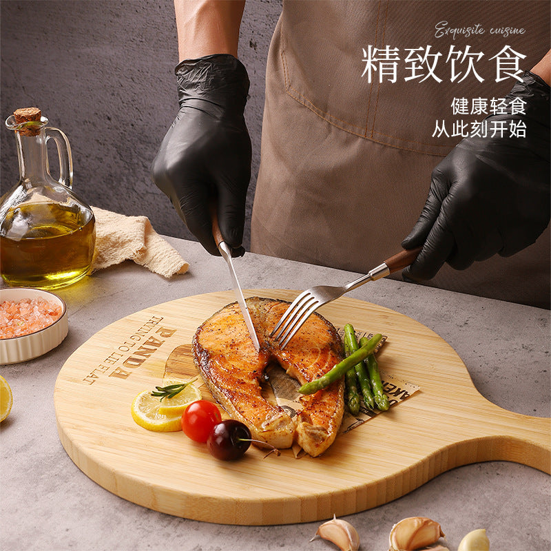 家逸悦享熊·轻食料理板-M KAYI Bamboo Cutting Board Round with Handle Panda Carving M size